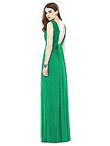 Rear View Thumbnail - Pantone Emerald Natural Waist Sleeveless Shirred Skirt Dress