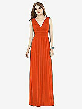 Front View Thumbnail - Tangerine Tango Natural Waist Sleeveless Shirred Skirt Dress