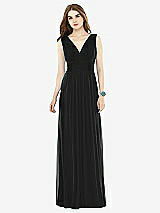 Front View Thumbnail - Black Natural Waist Sleeveless Shirred Skirt Dress