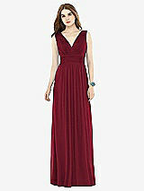 Front View Thumbnail - Burgundy Natural Waist Sleeveless Shirred Skirt Dress