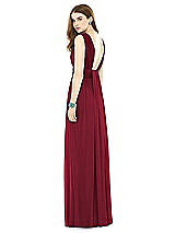Rear View Thumbnail - Burgundy Natural Waist Sleeveless Shirred Skirt Dress