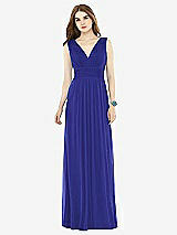 Front View Thumbnail - Electric Blue Natural Waist Sleeveless Shirred Skirt Dress