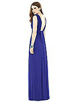 Rear View Thumbnail - Electric Blue Natural Waist Sleeveless Shirred Skirt Dress
