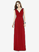 Front View Thumbnail - Garnet Natural Waist Sleeveless Shirred Skirt Dress