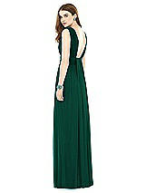 Rear View Thumbnail - Hunter Green Natural Waist Sleeveless Shirred Skirt Dress