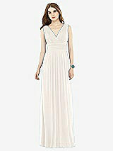 Front View Thumbnail - Ivory Natural Waist Sleeveless Shirred Skirt Dress