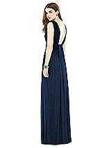 Rear View Thumbnail - Midnight Navy Natural Waist Sleeveless Shirred Skirt Dress