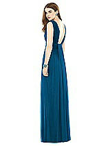 Rear View Thumbnail - Ocean Blue Natural Waist Sleeveless Shirred Skirt Dress