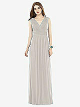 Front View Thumbnail - Oyster Natural Waist Sleeveless Shirred Skirt Dress