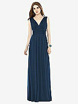 Front View Thumbnail - Sofia Blue Natural Waist Sleeveless Shirred Skirt Dress
