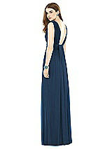 Rear View Thumbnail - Sofia Blue Natural Waist Sleeveless Shirred Skirt Dress