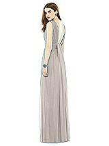 Rear View Thumbnail - Taupe Natural Waist Sleeveless Shirred Skirt Dress