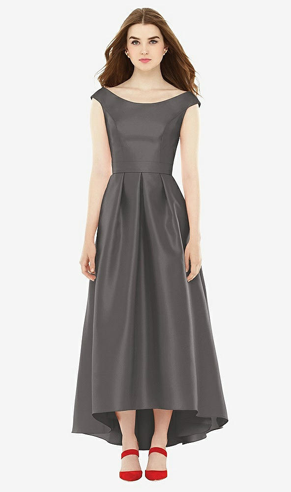 Front View - Caviar Gray Alfred Sung Bridesmaid Dress D722
