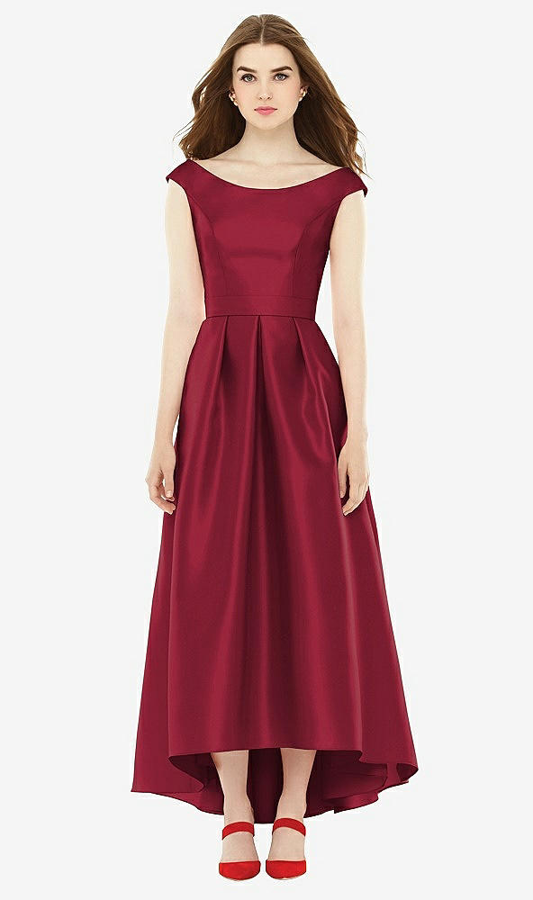 Front View - Burgundy Alfred Sung Bridesmaid Dress D722