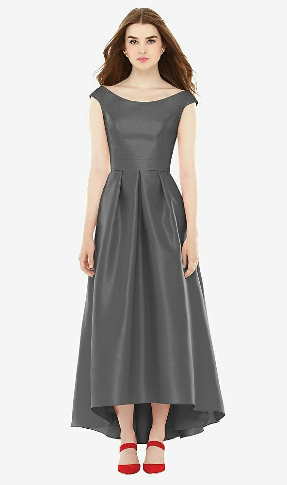 Front View - Gunmetal Alfred Sung Bridesmaid Dress D722