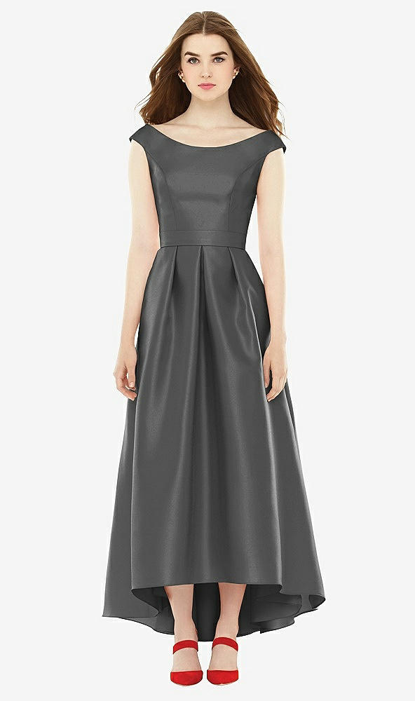 Front View - Pewter Alfred Sung Bridesmaid Dress D722