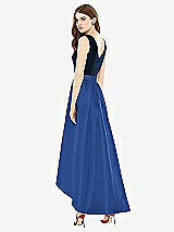 Rear View Thumbnail - Classic Blue & Midnight Navy Sleeveless Pleated Skirt High Low Dress with Pockets