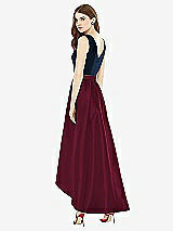 Rear View Thumbnail - Cabernet & Midnight Navy Sleeveless Pleated Skirt High Low Dress with Pockets