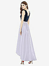 Rear View Thumbnail - Silver Dove & Midnight Navy Sleeveless Pleated Skirt High Low Dress with Pockets