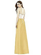Rear View Thumbnail - Maize & Ivory Full Length Strapless Satin Twill dress with Pockets
