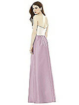 Rear View Thumbnail - Suede Rose & Ivory Full Length Strapless Satin Twill dress with Pockets