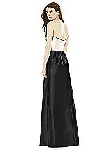 Rear View Thumbnail - Black & Ivory Full Length Strapless Satin Twill dress with Pockets