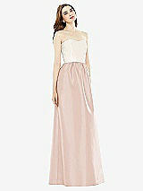 Front View Thumbnail - Cameo & Ivory Full Length Strapless Satin Twill dress with Pockets