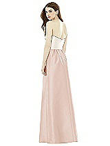 Rear View Thumbnail - Cameo & Ivory Full Length Strapless Satin Twill dress with Pockets
