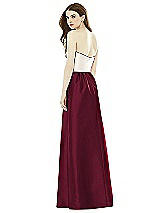 Rear View Thumbnail - Cabernet & Ivory Full Length Strapless Satin Twill dress with Pockets