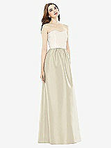 Front View Thumbnail - Champagne & Ivory Full Length Strapless Satin Twill dress with Pockets