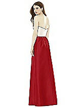 Rear View Thumbnail - Garnet & Ivory Full Length Strapless Satin Twill dress with Pockets
