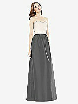 Front View Thumbnail - Gunmetal & Ivory Full Length Strapless Satin Twill dress with Pockets