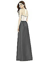 Rear View Thumbnail - Gunmetal & Ivory Full Length Strapless Satin Twill dress with Pockets