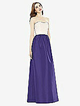 Front View Thumbnail - Grape & Ivory Full Length Strapless Satin Twill dress with Pockets