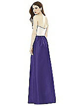 Rear View Thumbnail - Grape & Ivory Full Length Strapless Satin Twill dress with Pockets