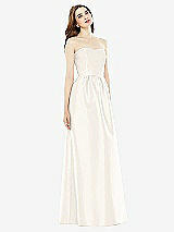 Front View Thumbnail - Ivory & Ivory Full Length Strapless Satin Twill dress with Pockets