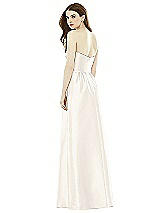 Rear View Thumbnail - Ivory & Ivory Full Length Strapless Satin Twill dress with Pockets