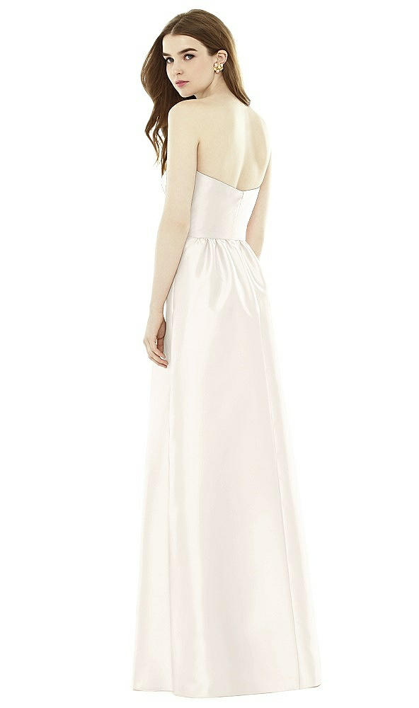 Back View - Ivory & Ivory Full Length Strapless Satin Twill dress with Pockets