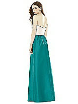 Rear View Thumbnail - Jade & Ivory Full Length Strapless Satin Twill dress with Pockets