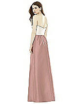 Rear View Thumbnail - Neu Nude & Ivory Full Length Strapless Satin Twill dress with Pockets