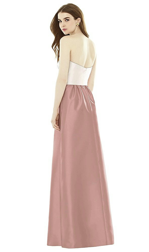 Back View - Neu Nude & Ivory Full Length Strapless Satin Twill dress with Pockets