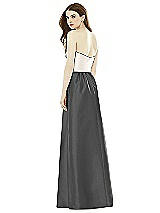 Rear View Thumbnail - Pewter & Ivory Full Length Strapless Satin Twill dress with Pockets