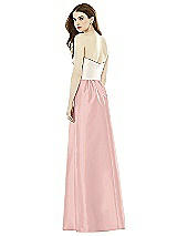 Rear View Thumbnail - Rose - PANTONE Rose Quartz & Ivory Full Length Strapless Satin Twill dress with Pockets