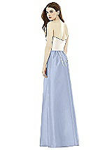 Rear View Thumbnail - Sky Blue & Ivory Full Length Strapless Satin Twill dress with Pockets