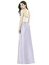 Rear View Thumbnail - Silver Dove & Ivory Full Length Strapless Satin Twill dress with Pockets