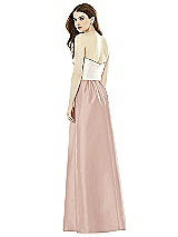 Rear View Thumbnail - Toasted Sugar & Ivory Full Length Strapless Satin Twill dress with Pockets