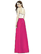Rear View Thumbnail - Think Pink & Ivory Full Length Strapless Satin Twill dress with Pockets
