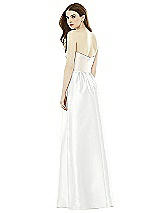 Rear View Thumbnail - White & Ivory Full Length Strapless Satin Twill dress with Pockets