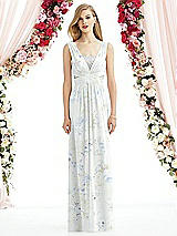 Front View Thumbnail - Bleu Garden & Metallic Silver After Six Bridesmaid Dress 6741
