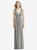 Front View Thumbnail - Chelsea Gray & Metallic Silver After Six Bridesmaid Dress 6741